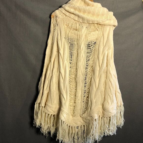 haute hippie Mesh Knit poncho os beige knit boho knit onesize m l Sweater to - Picture 8 of 12